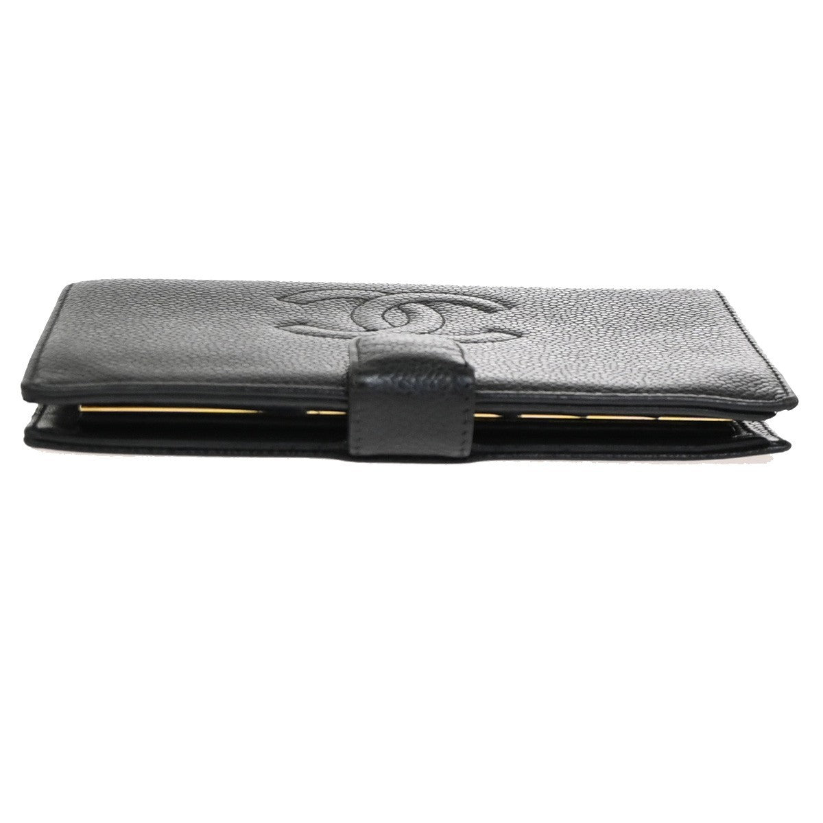 CHANEL CC Timeless Bifold Long Wallet Grained Leather Black GHW France 69KC691