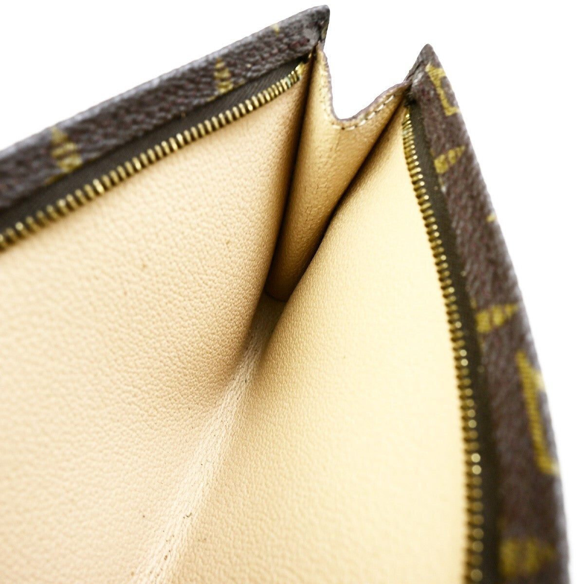 LOUIS VUITTON LV Logo Bucket GM Pouch Bag Monogram Leather Brown Gold 02KB375
