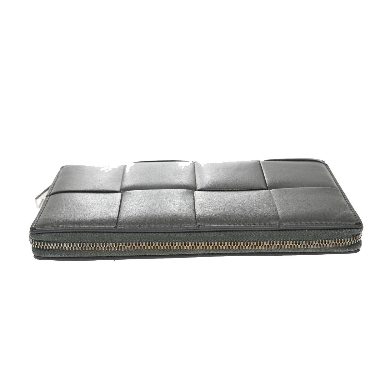 BOTTEGA VENETA Logo Cassette Zip Around Long Wallet Leather Gray Italy 30KP021