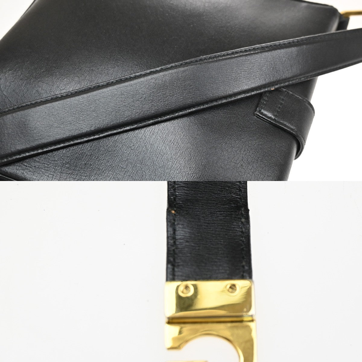 GIVENCHY Logo Shoulder Hand Bag Leather Black GHW Italy 07CA934