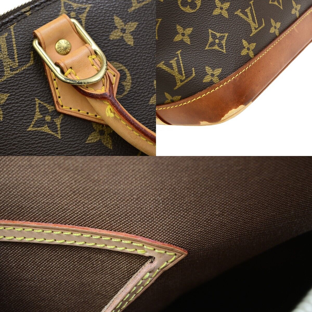 LOUIS VUITTON LV Logo Alma Hand Bag Monogram Leather Brown U.S.A. M51130 38EE047