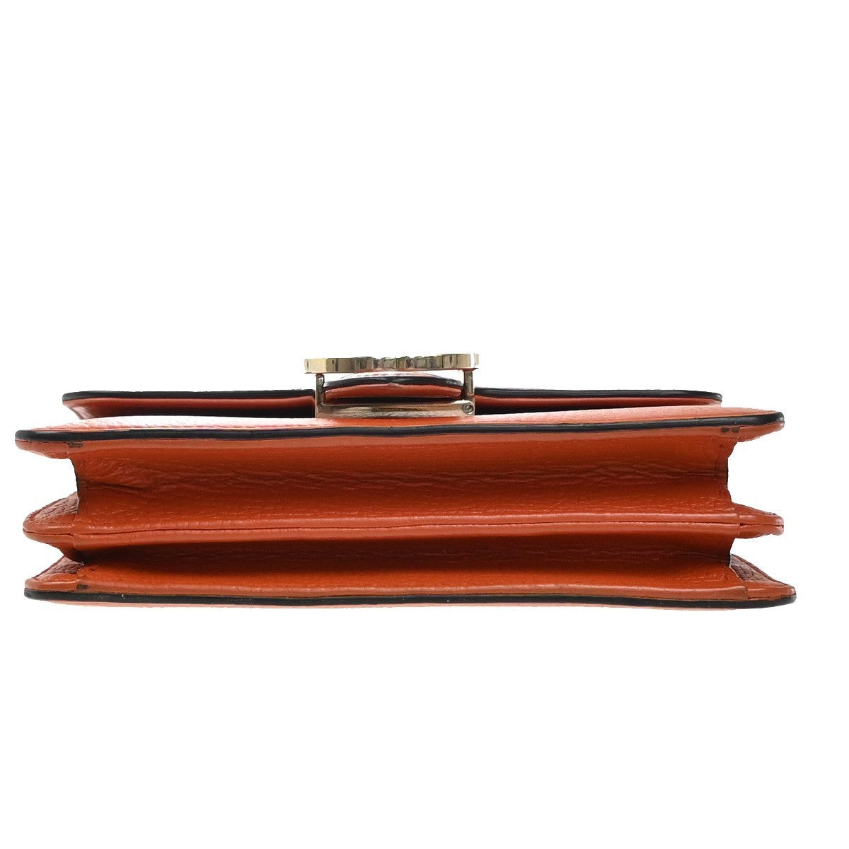 GUCCI Logo Interlocking G Mini Chain Shoulder Bag Leather Orange GHW 90KP377