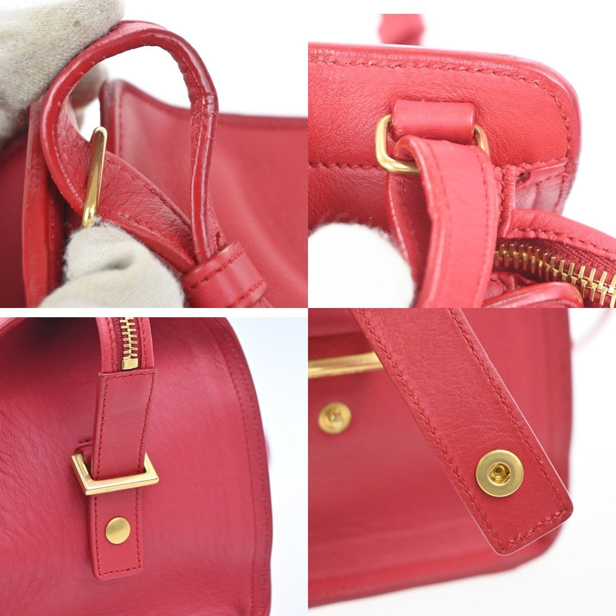 SAINT LAURENT Petit Cabas Y Line 2way Shoulder Hand Bag Leather RD Italy 76KC999