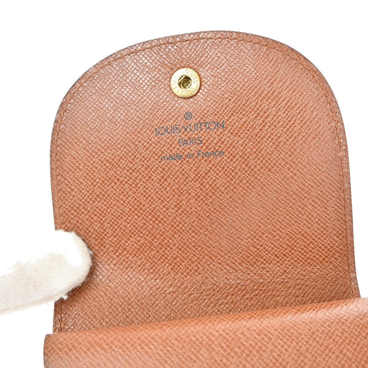 LOUIS VUITTON LV Logo 2 Set Coin Case Wallet Monogram Leather Brown 05EF836