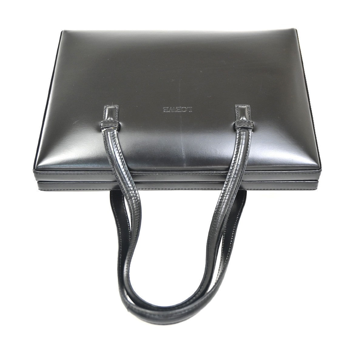 LOEWE Logo Shoulder Handbag Leather GHW Black Spain 76KC372