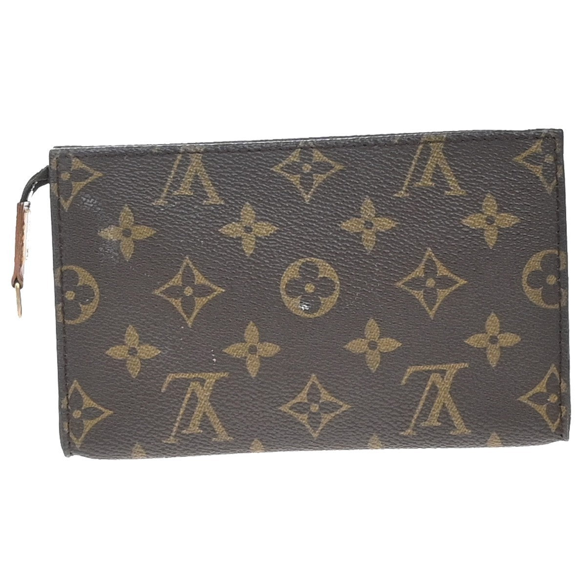LOUIS VUITTON Logo BUCKET PM Pouch Bag Monogram Leather Brown France 02KP294