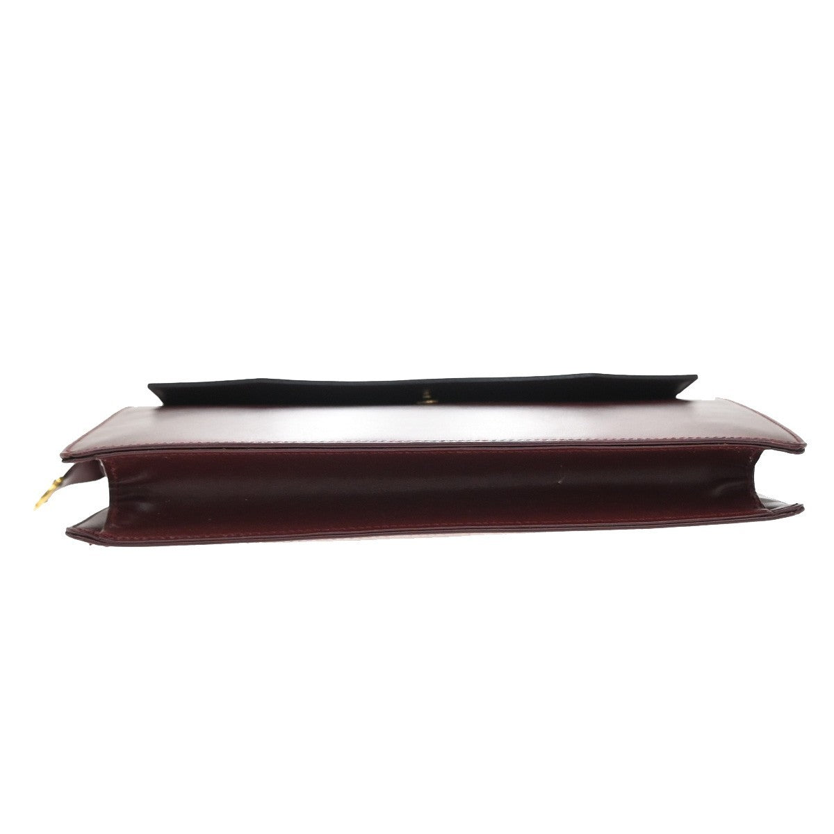 Must De Cartier 2C Clutch Hand Bag Leather Red Gold-Plated 01EF966
