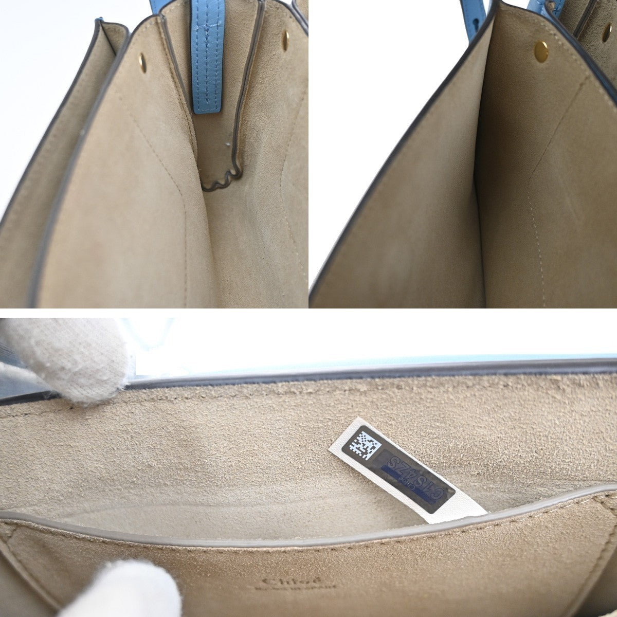 CHLOE Logo Faye Crossbody Shoulder Bag Suede Leather Blue Spain GHW 38CA694