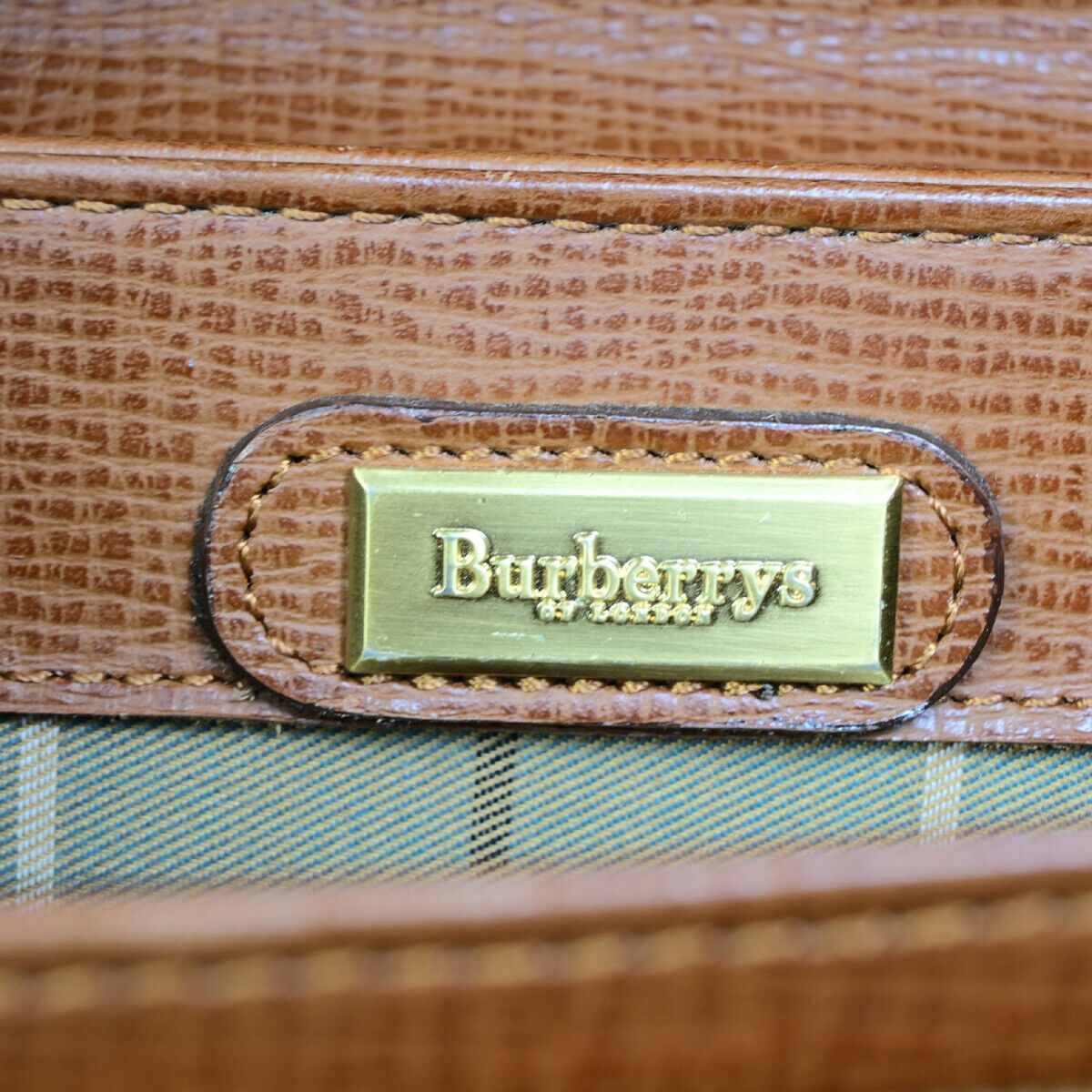 Burberrys Logo Business Briefcase Hand Bag Leather Brown 04YF619