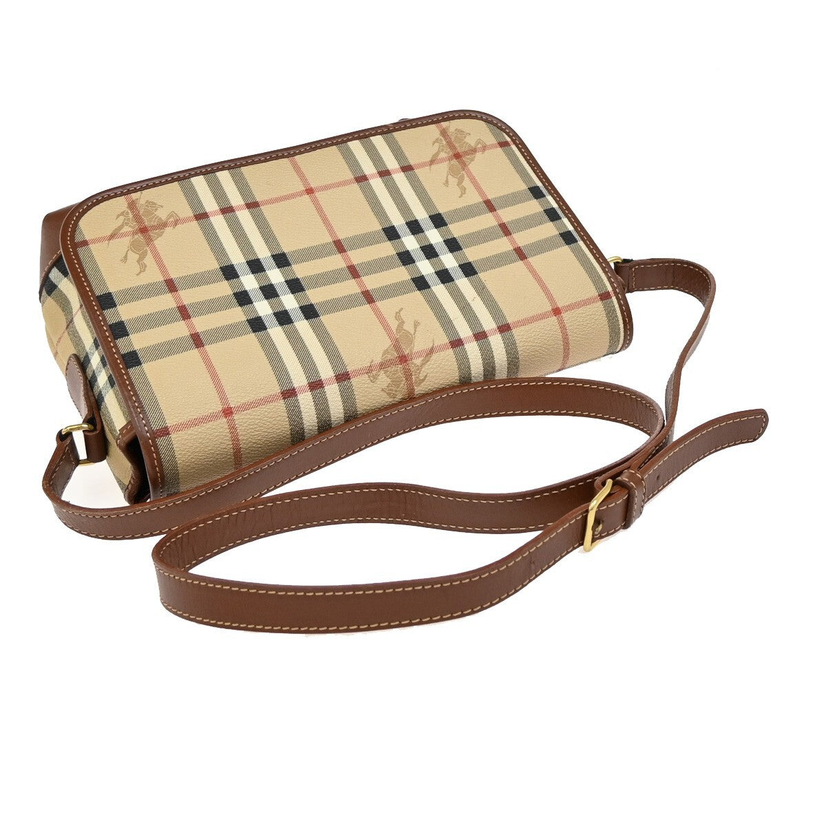 BURBERRY Logo Nova Check Crossbody Shoulder Bag PVC Leather Beige Brown 31FB800