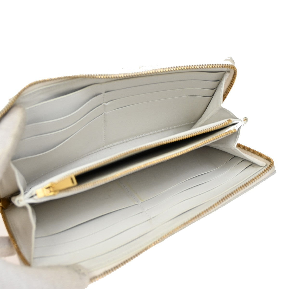 BOTTEGA VENETA Cassette Intrecciato Zippy Long Wallet Leather White GHW 64KB978