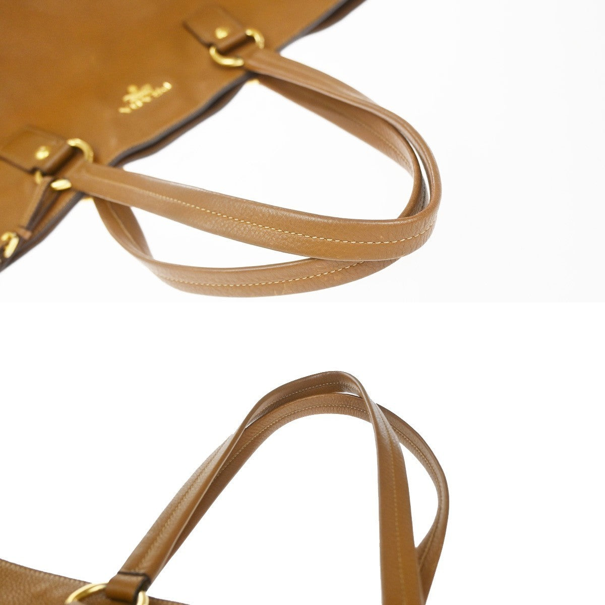 PRADA Logo Side Zip Shoulder Hand Tote Bag Leather Brown GHW 21KP487