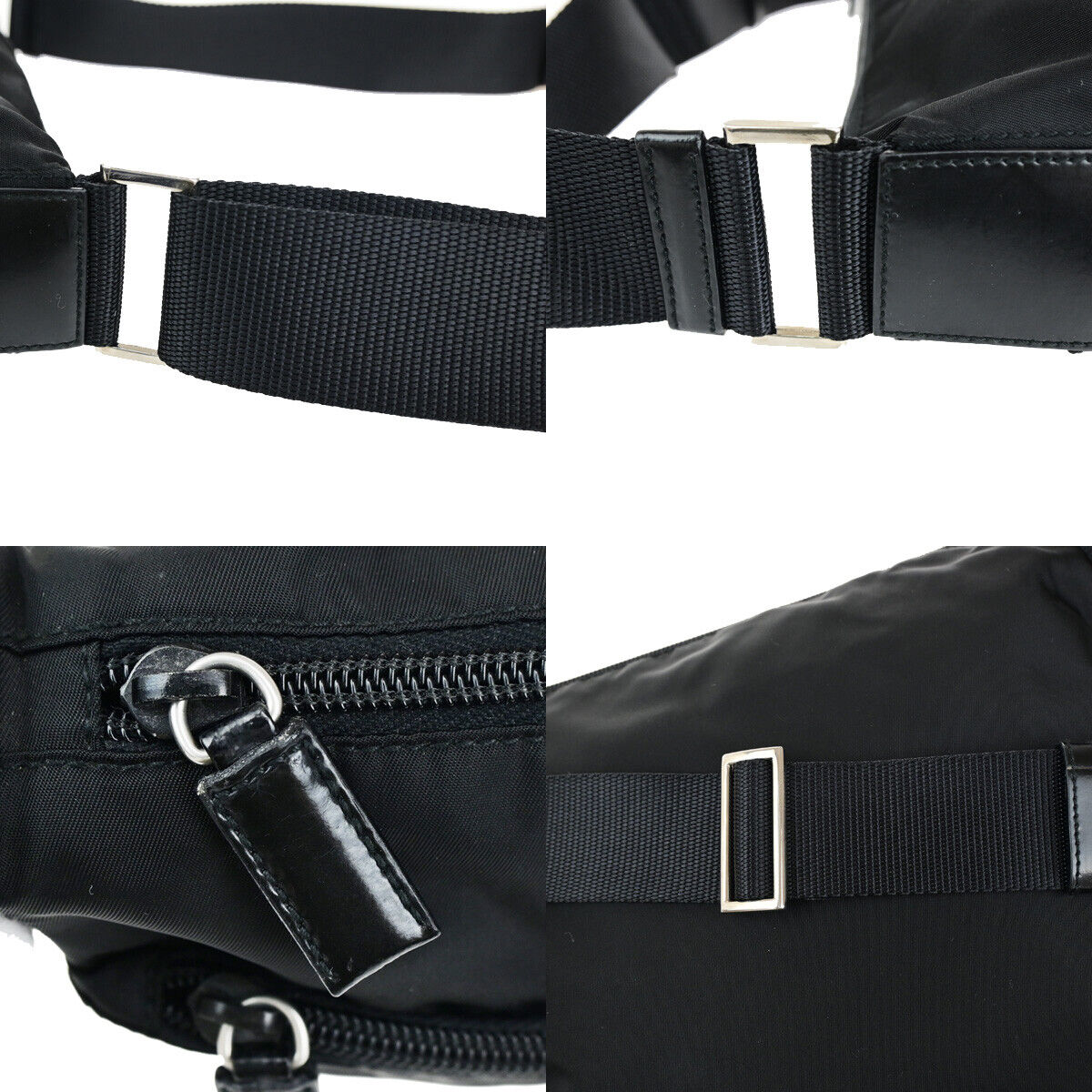 PRADA Logo Tessuto Crossbody Shoulder Bag Nylon Leather Black SHW Italy 91YG555