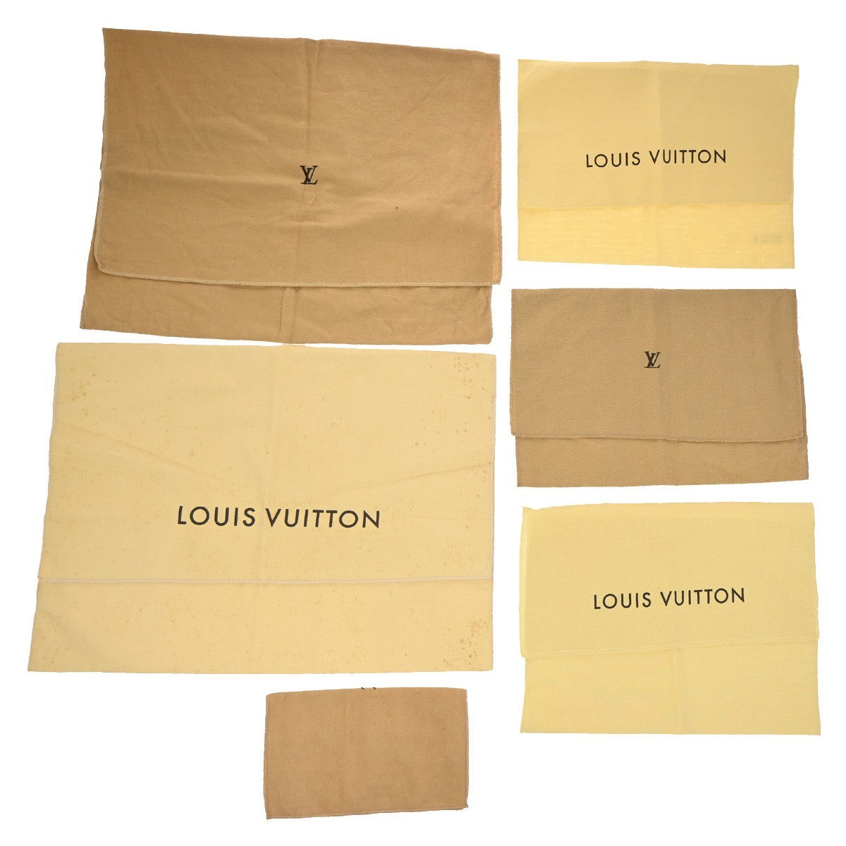 LOUIS VUITTON Logo 10 Set Dust Bag Drawstring Canvas Cotton Beige Brown 09KP140