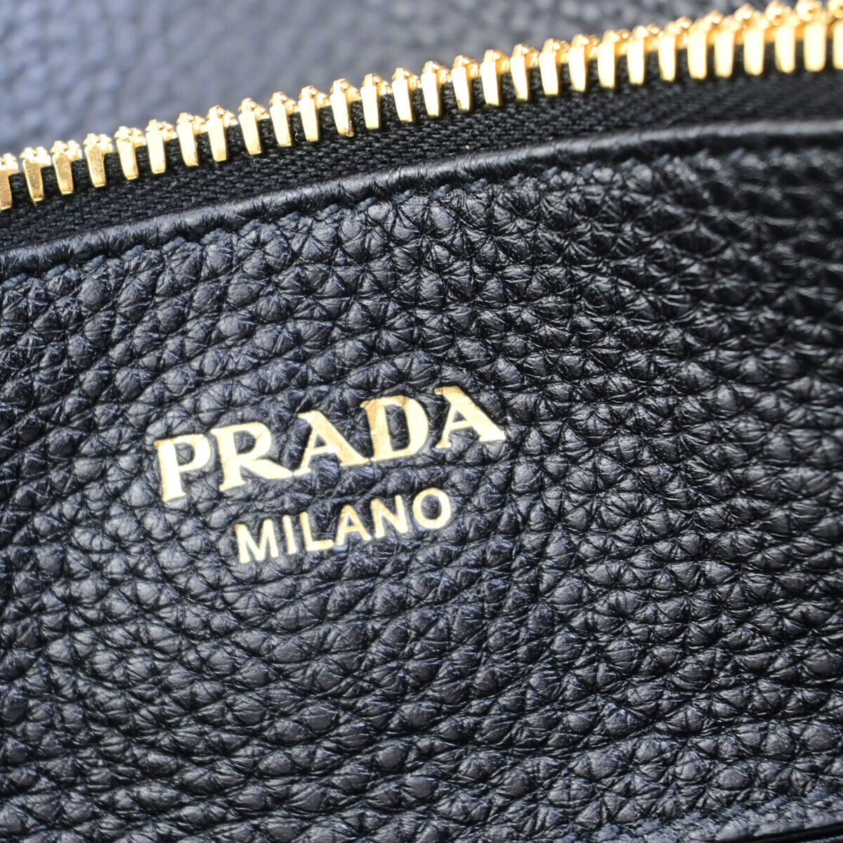 PRADA Logo 2Way Shoulder Hand Bag Vitello Phenix Leather Black GHW 99RK794
