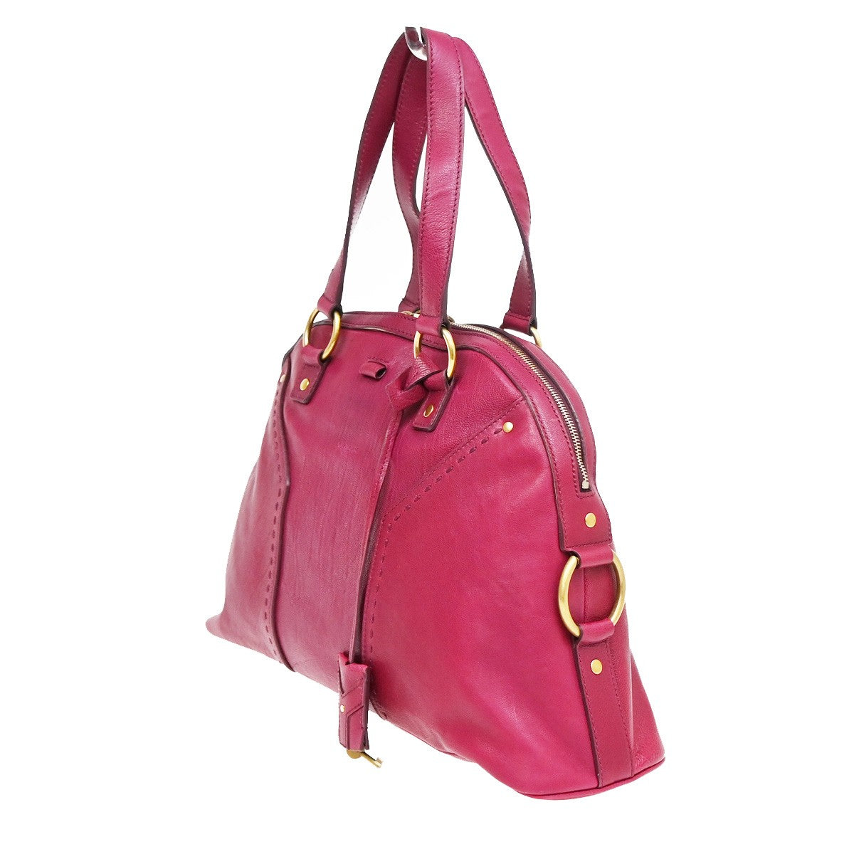 YVES SAINT LAURENT Logo Muse Shoulder Bag Leather Pink GHW Italy 33YH641