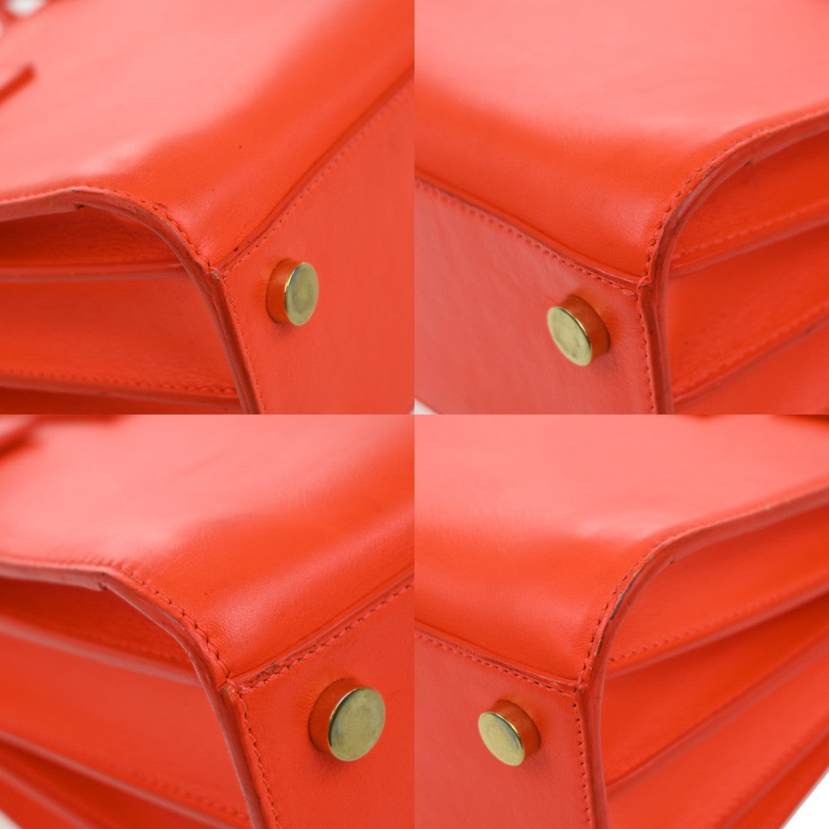 SAINT LAURENT 2 Way Sac de Jour Shoulder Hand Bag Leather Neon Red Italy 10EG144
