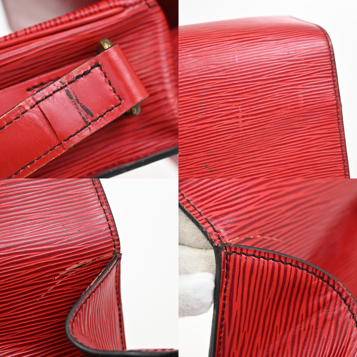 LOUIS VUITTON LV Cartouchiere Shoulder Bag Epi Leather Red Gold M52247 83DA247