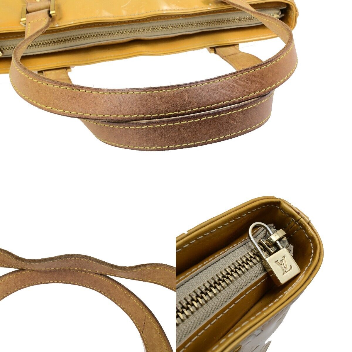 LOUIS VUITTON Houston Shoulder Bag Monogram Vernis Leather Beige M91004 60KA461