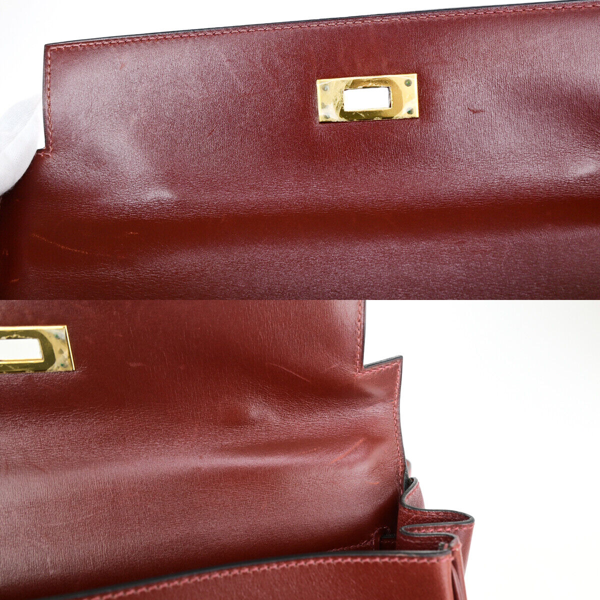 HERMES Kelly 32 Retourne 2Way Hand Bag □F Vibrato Leather Rouge H GHW 6030RK681