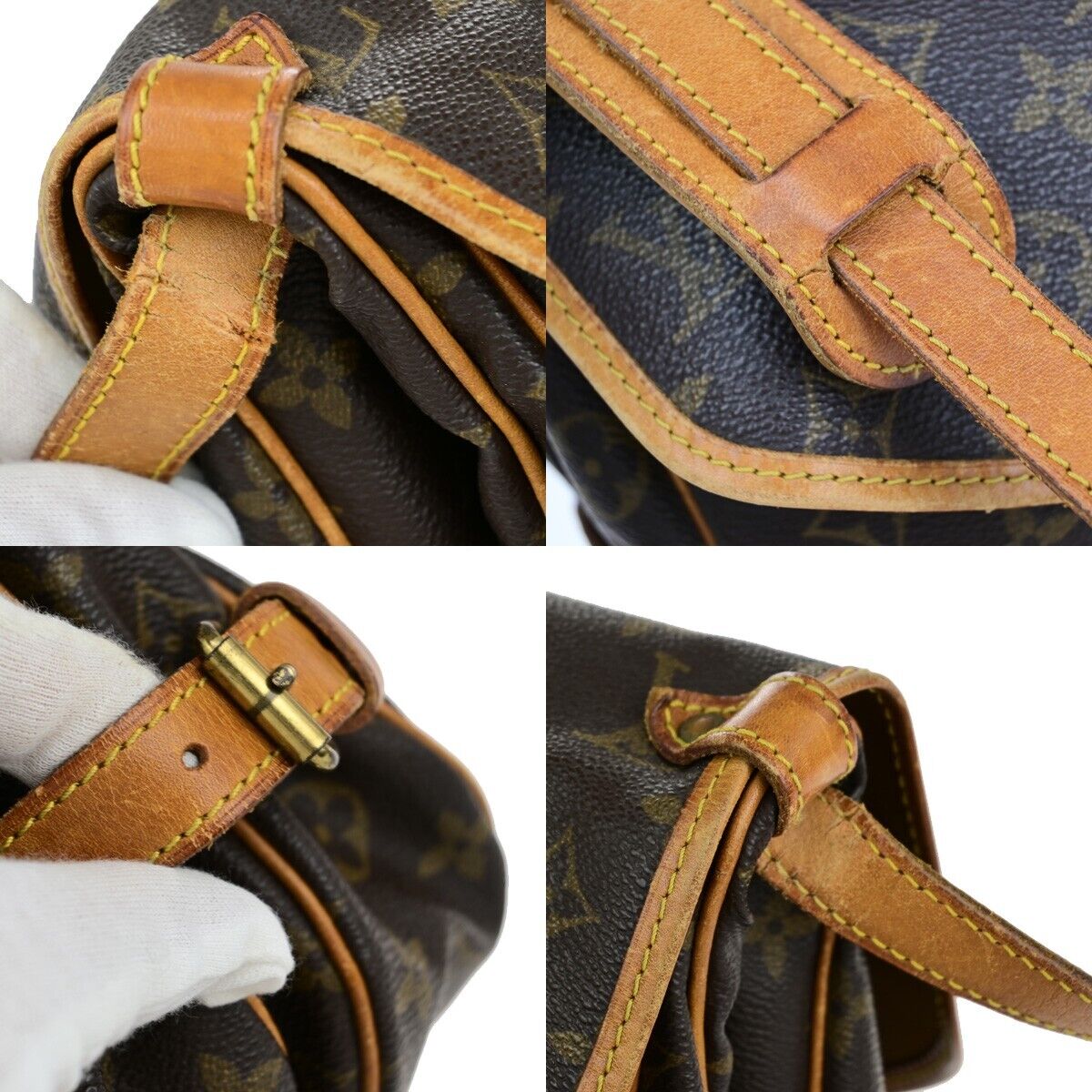 LOUIS VUITTON Logo Saumur 30 Shoulder Bag Monogram Leather Brown M42256 39ED297