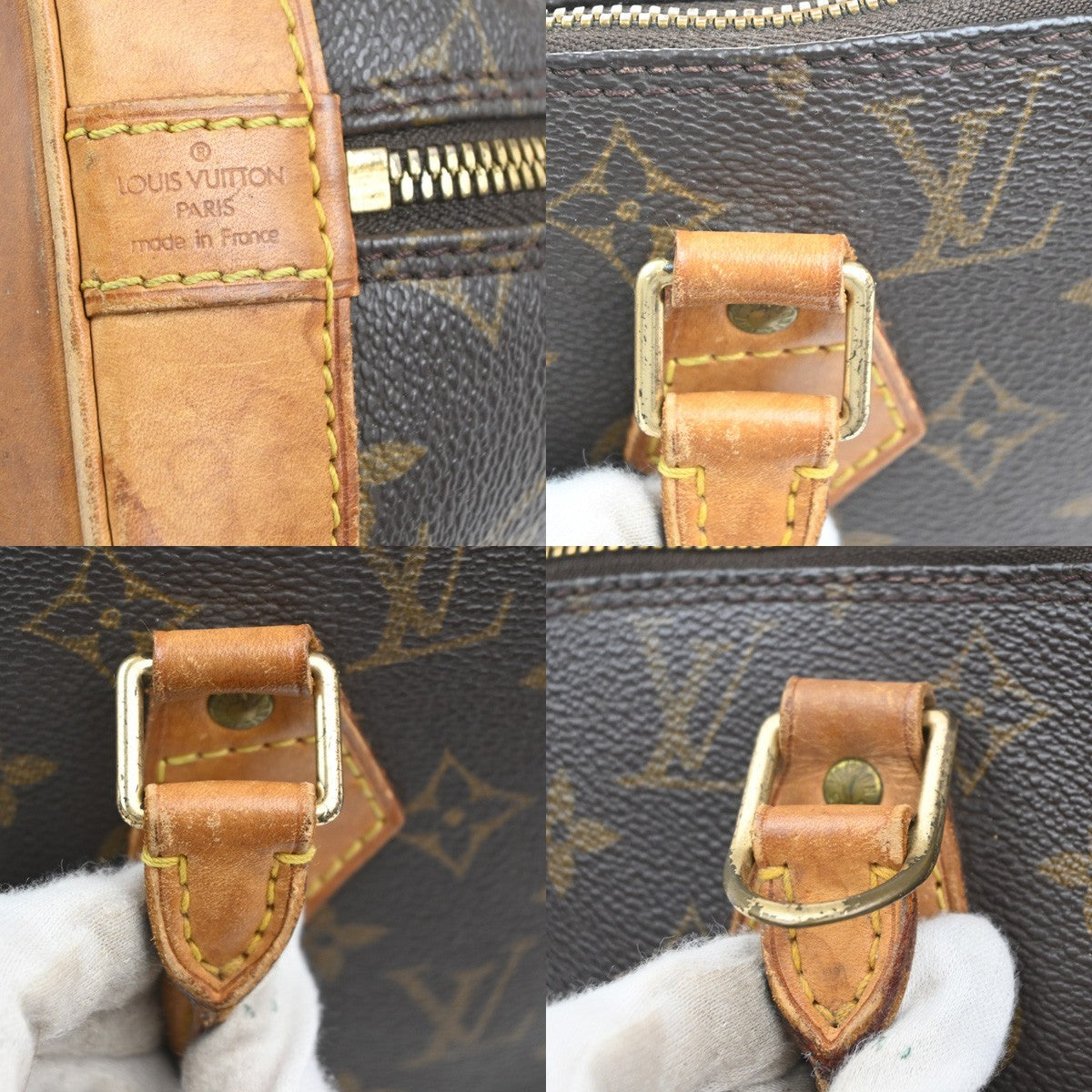 LOUIS VUITTON LV Logo Alma Hand Bag Monogram Leather Brown France M51130 30MA452