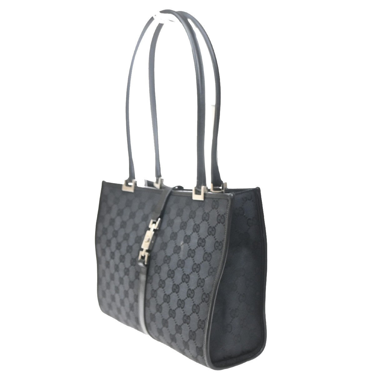 Gucci GG Pattern Jackie Shoulder Tote Bag Canvas Leather Black Italy 79SA077