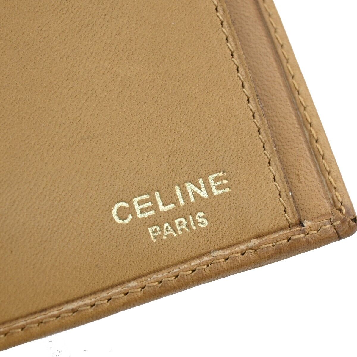 CELINE Logo Macadam Pattern Bifold Wallet PVC Leather Brown Italy 02EA884