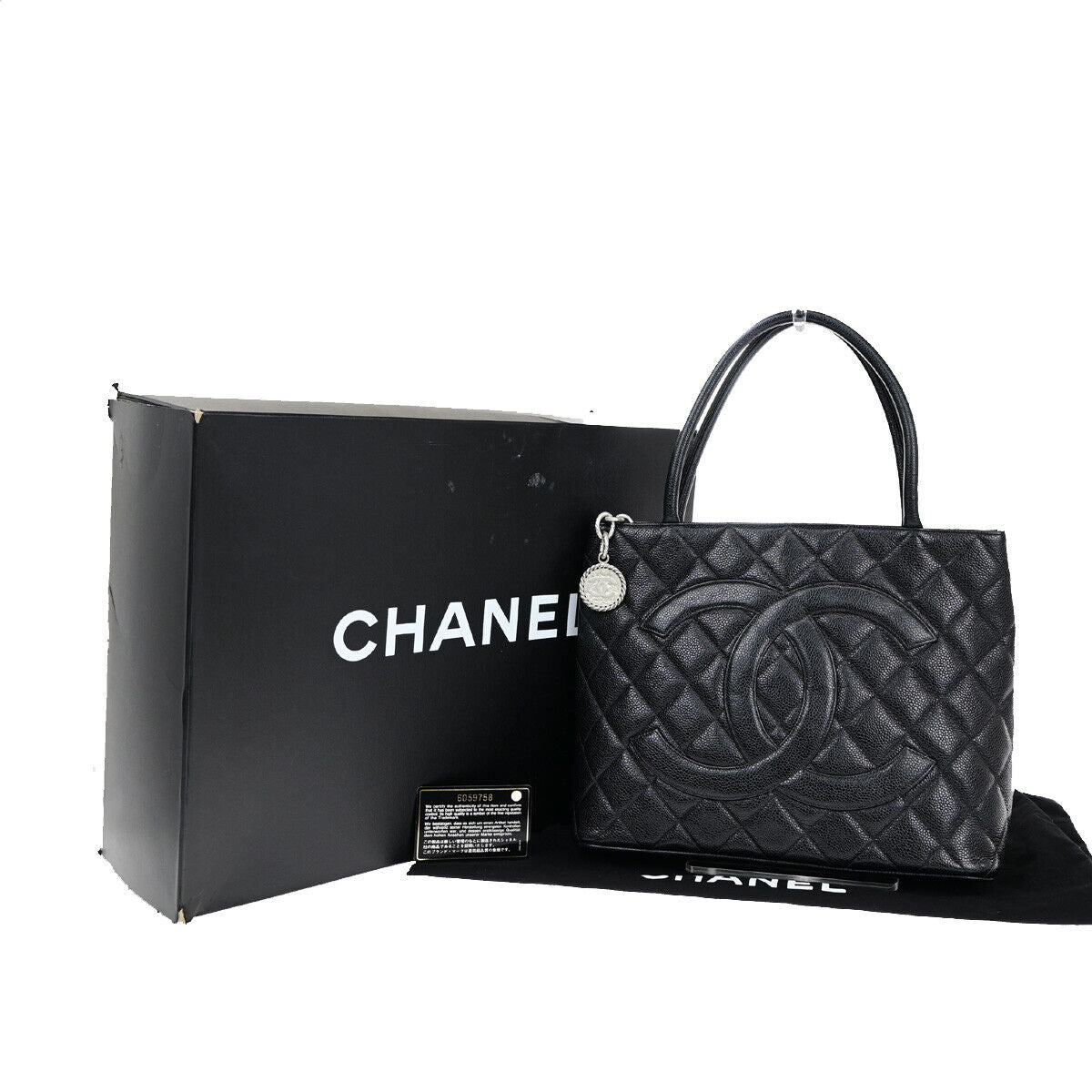 CHANEL CC Medallion Matelasse Shoulder Bag Caviar Skin Leather BK SHW 678RJ970