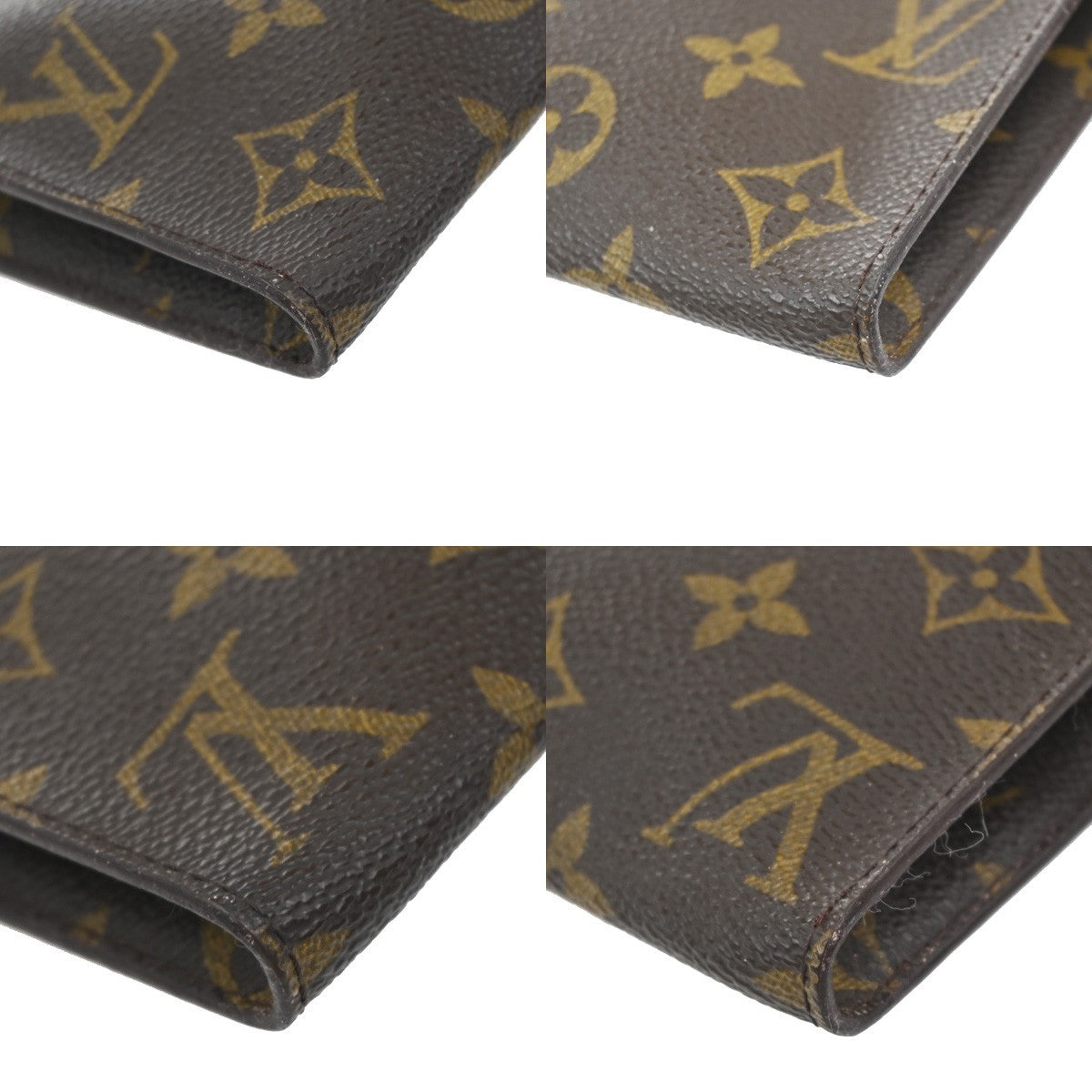 LOUIS VUITTON LV Logo Bucket GM Pouch Bag Monogram Leather Brown Gold 04KP602