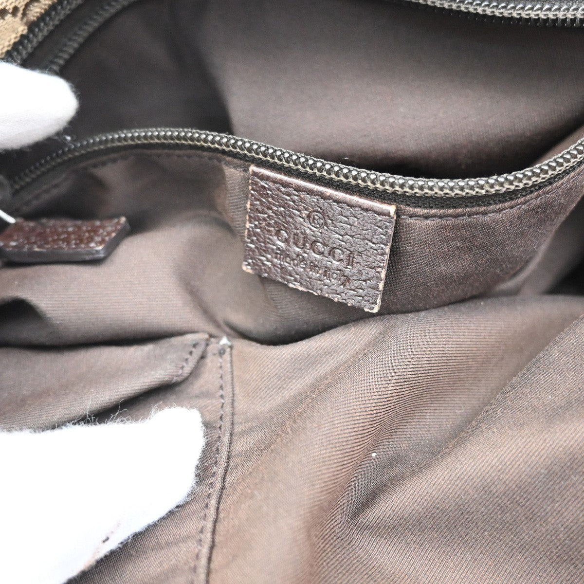 GUCCI Logo Sherry GG Pattern Hand Bag Canvas Leather Brown Italy 31CA550