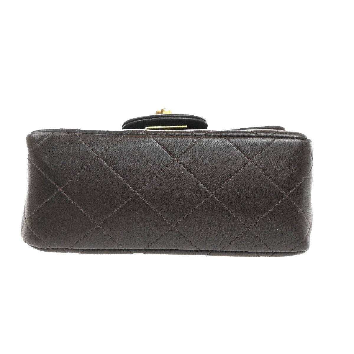 CHANEL CC Logo Mini Top Handle Matelasse Hand Bag Leather Brown France 865RL909