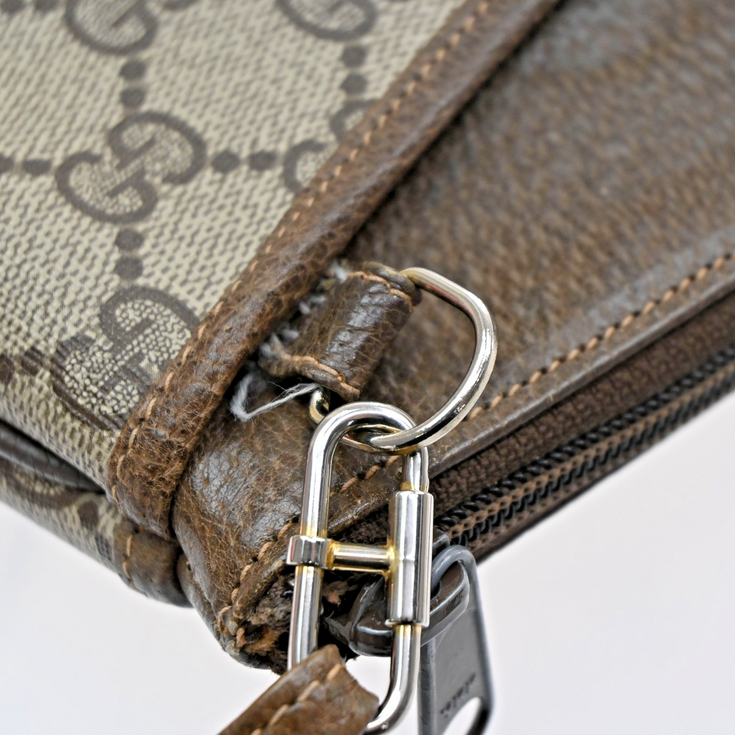 GUCCI Logo GG Pattern Sherry Shoulder Bag PVC Leather Brown Italy 61KD127