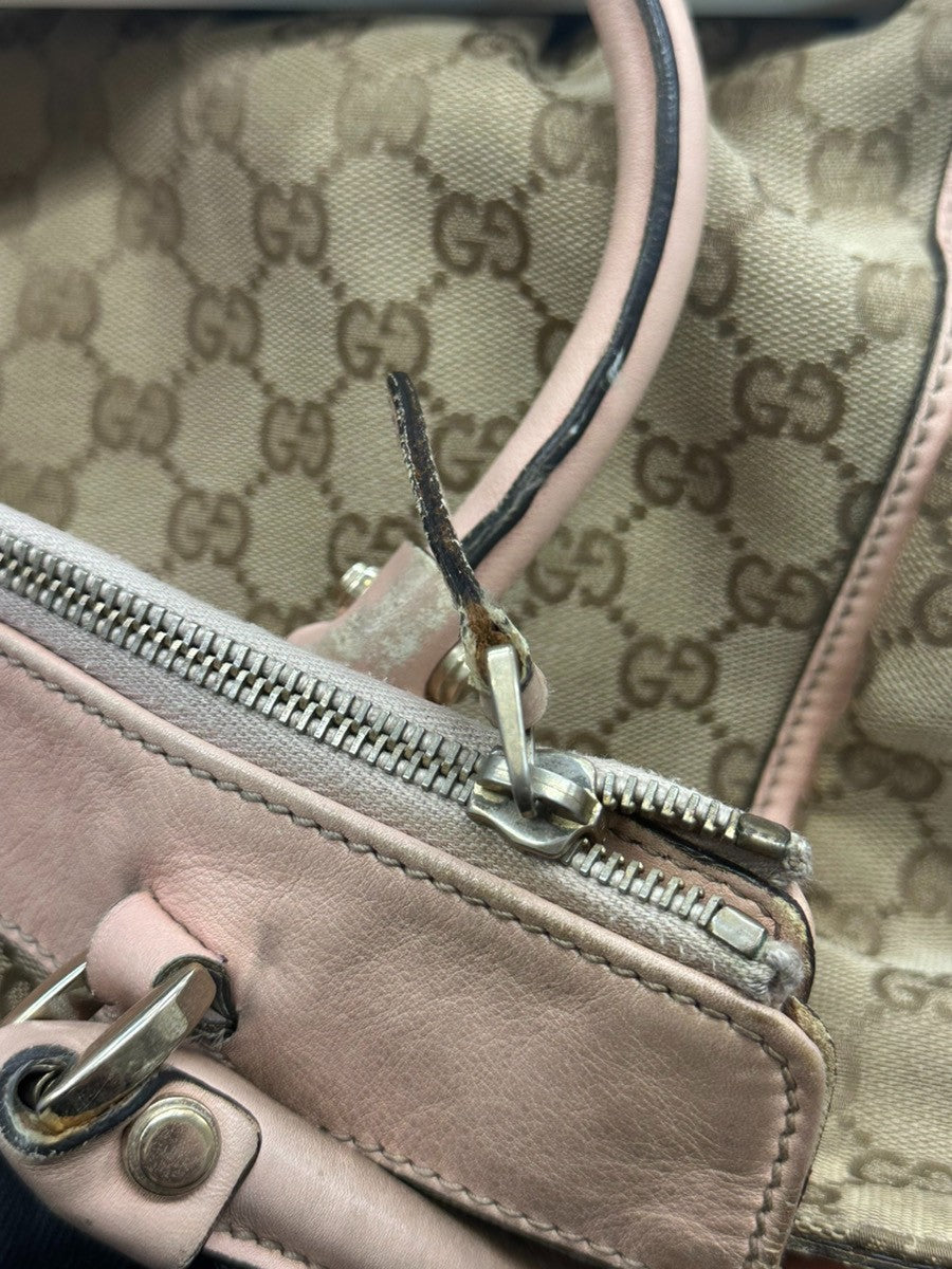 GUCCI GG Pattern Abbey D-ring Shoulder Bag Canvas Leather Brown Italy 69CA515