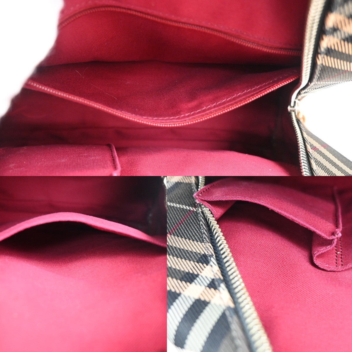 BURBERRY BLUE LABEL Nova Check Tote Bag Heart Charm Canvas Leather Brown 63KC467