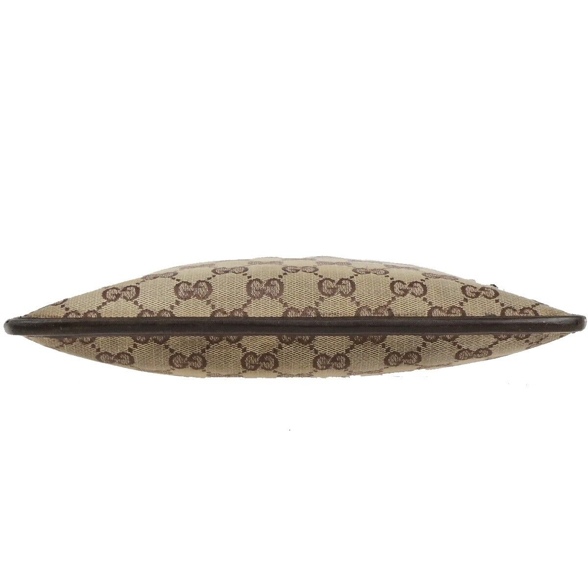 GUCCI Logo GG Pattern Shoulder  Bag Canvas Leather Brown Silver Italy 66ED404
