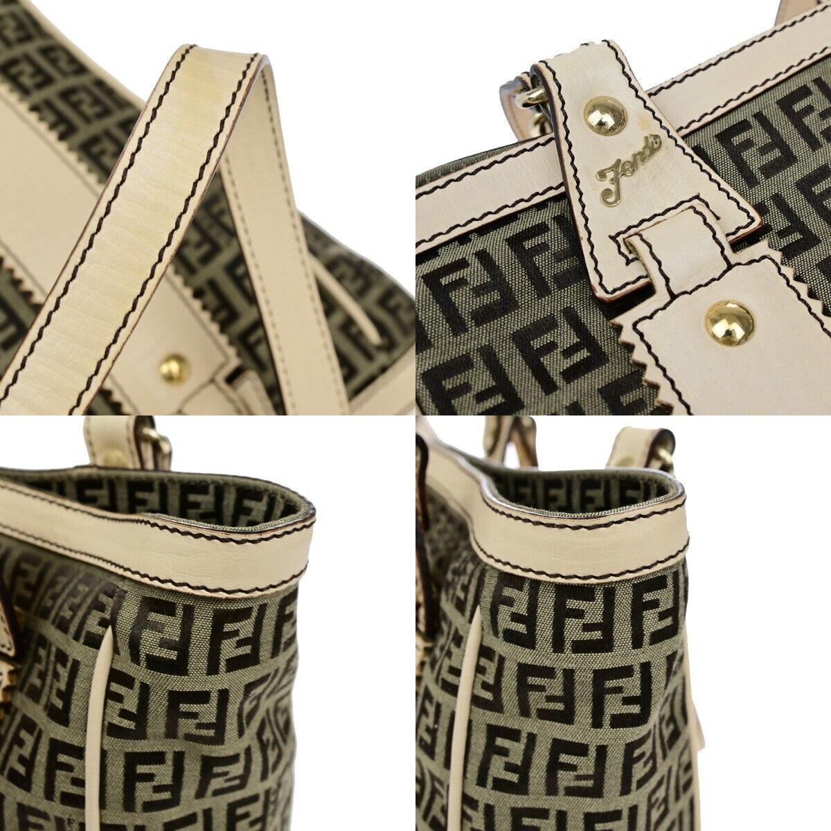 FENDI Zucca Zucchino Pattern Shoulder Tote Bag Canvas Leather Brown GHW 70YH015