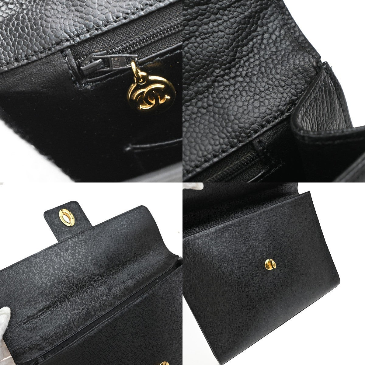 CHANEL CC Logo Business Hand Bag Grained Calfskin Leather Black GHW 375RF927