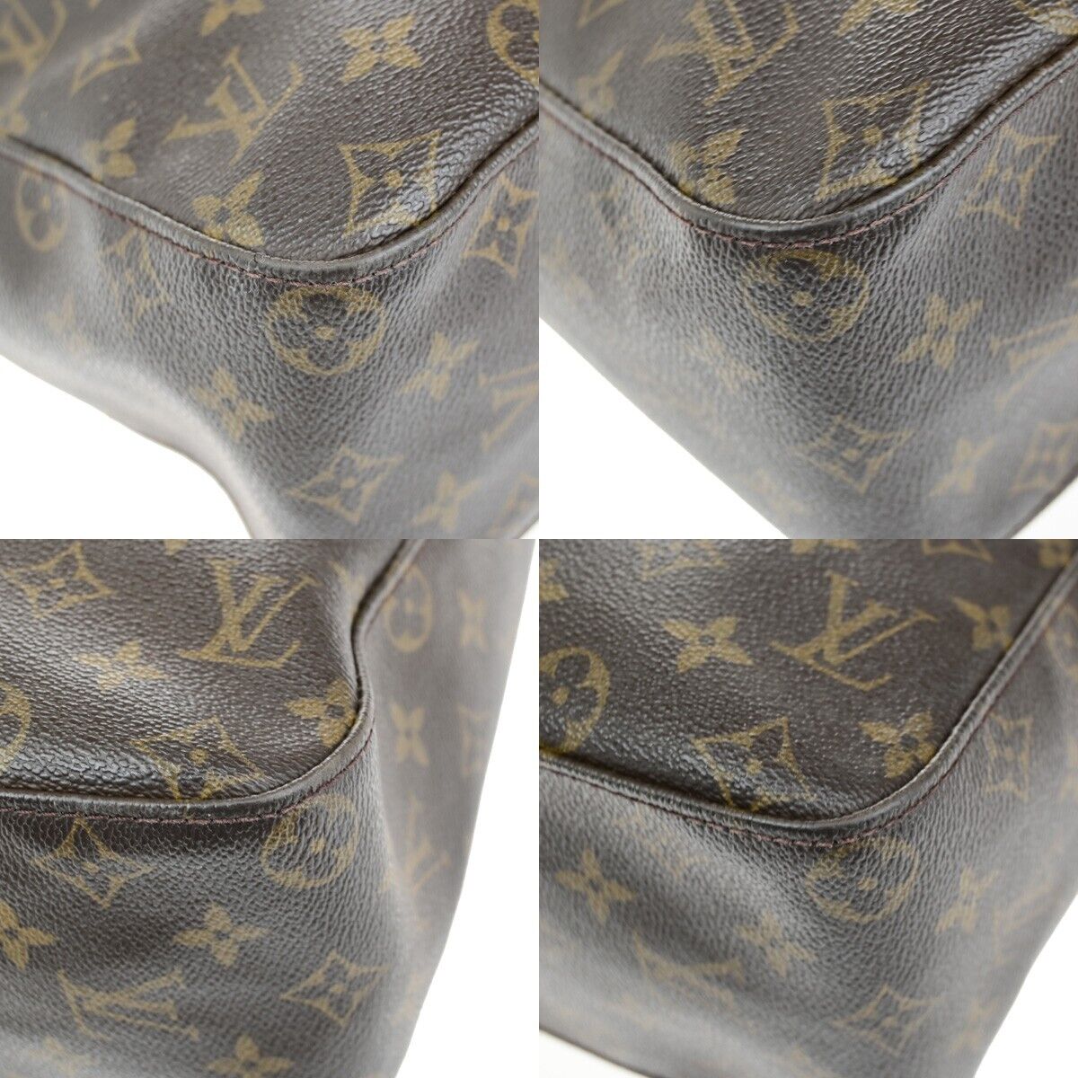 LOUIS VUITTON Logo Looping GM Shoulder Bag Monogram Leather Brown M51145 31ED250