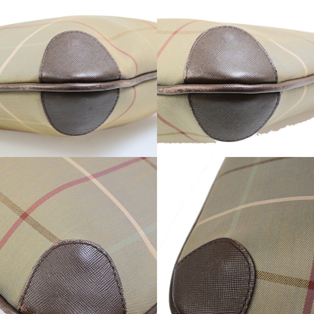 BURBERRYS Logo Shoulder Tote Bag Canvas Leather Brown Gold-plated 05FA991
