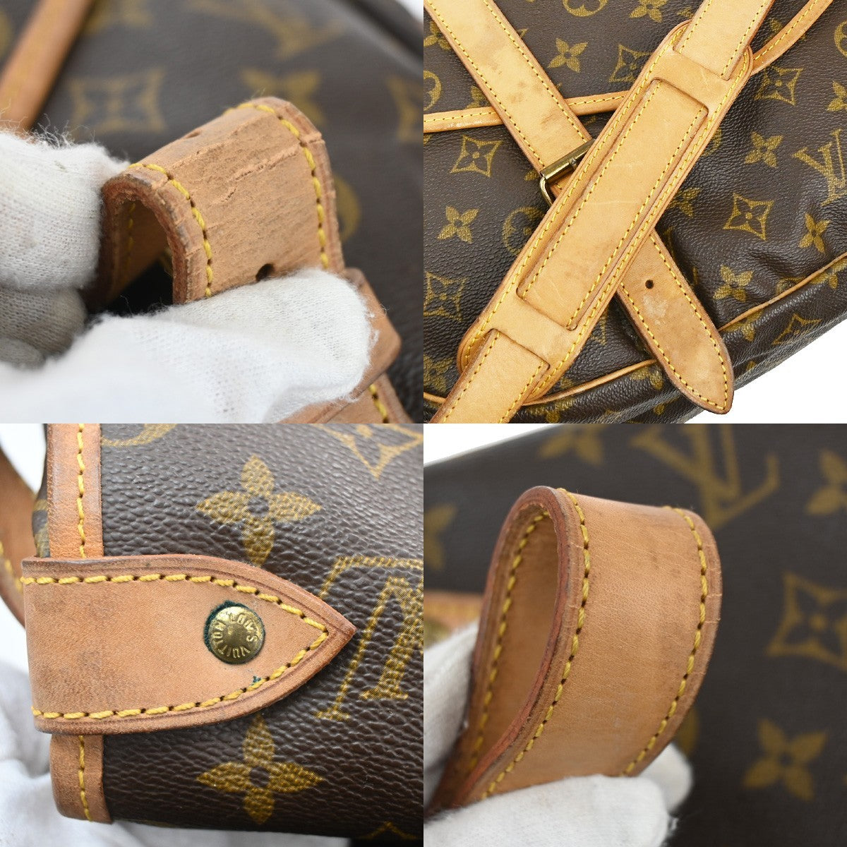 LOUIS VUITTON Logo Saumur 43 Shoulder Bag Monogram Leather Brown M42252 18CA077