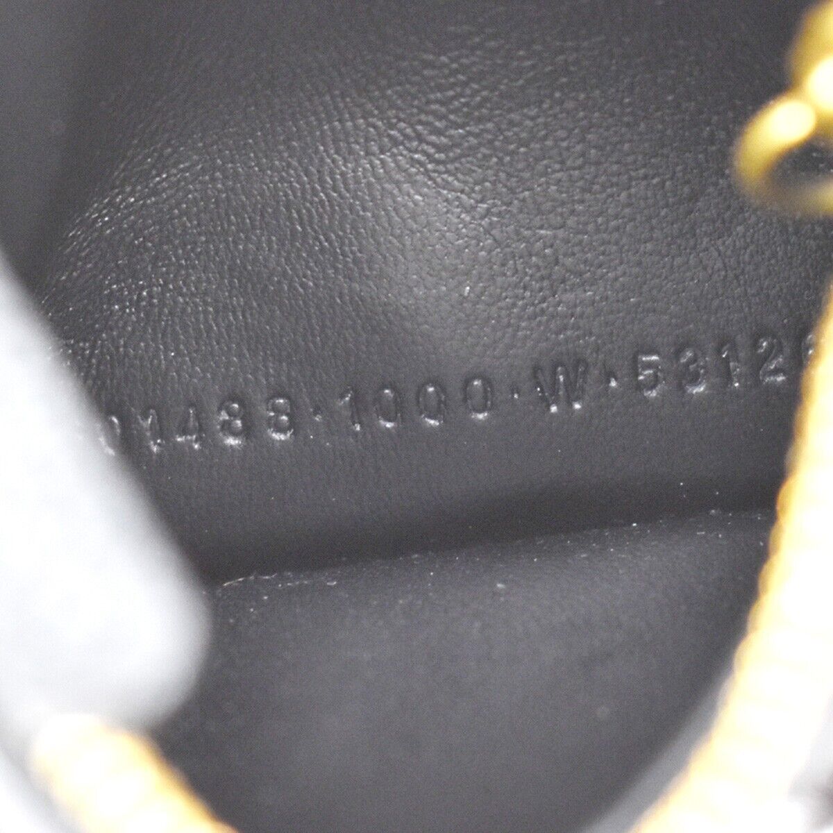 BALENCIAGA BB Logo Coin Wallet Purse Key Ring Leather Black Gold Italy 65RH003