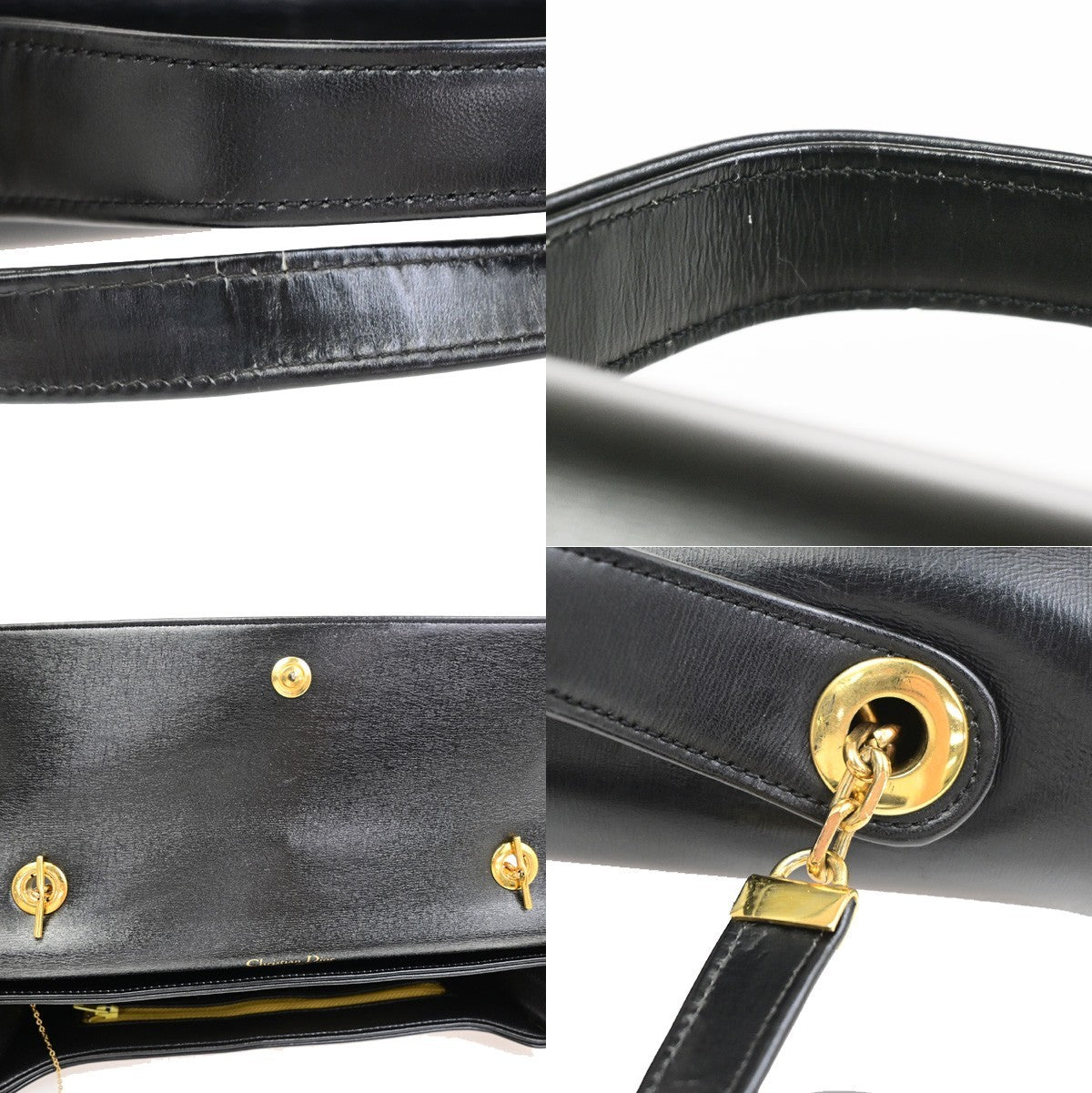 CHRISTIAN DIOR Logo Trotter Pattern Shoulder Bag Canvas Leather Brown 87CB037