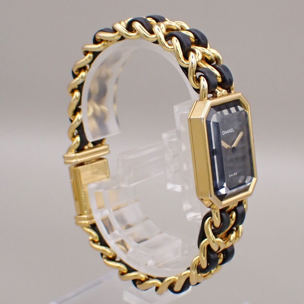 CHANEL Logo Premiere Watch H0001  # L Quartz Gold Plated Leather GHW 690RK949