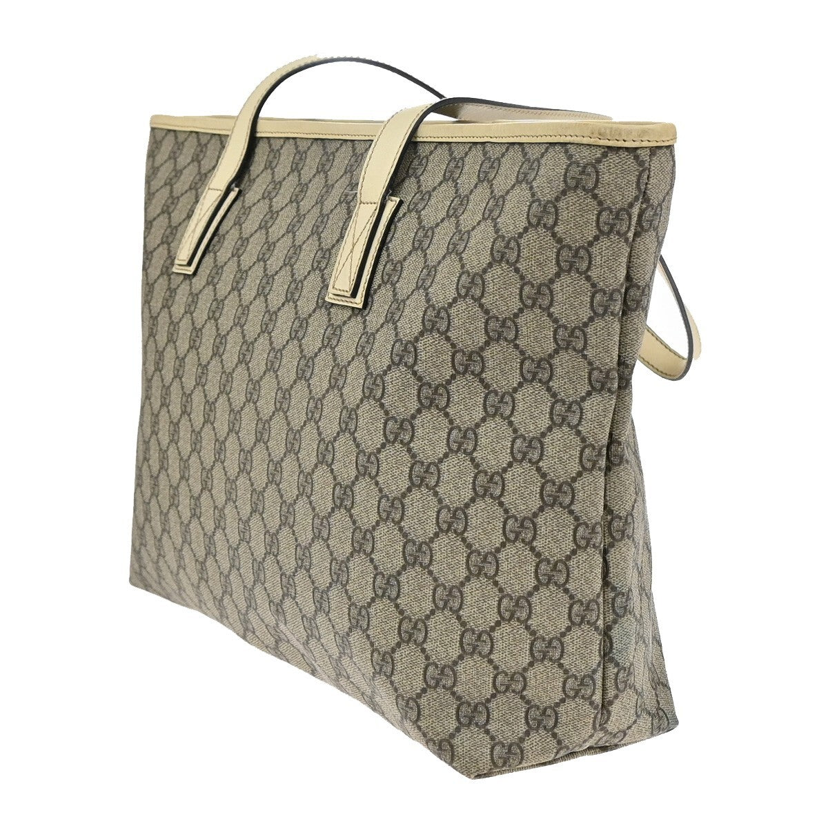 GUCCI Logo GG Pattern Shoulder Tote Bag Supreme Leather Brown White 38EE249