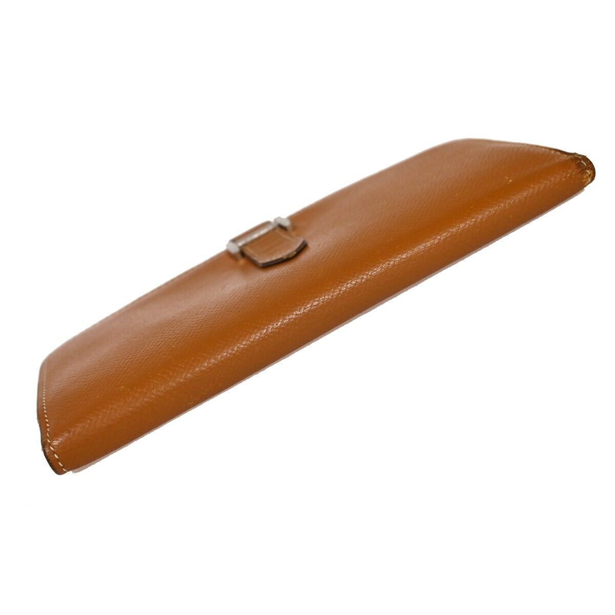 HERMES Logo Bearn Long Trifold Wallet Purse Chevre Leather Brown France 36GA820