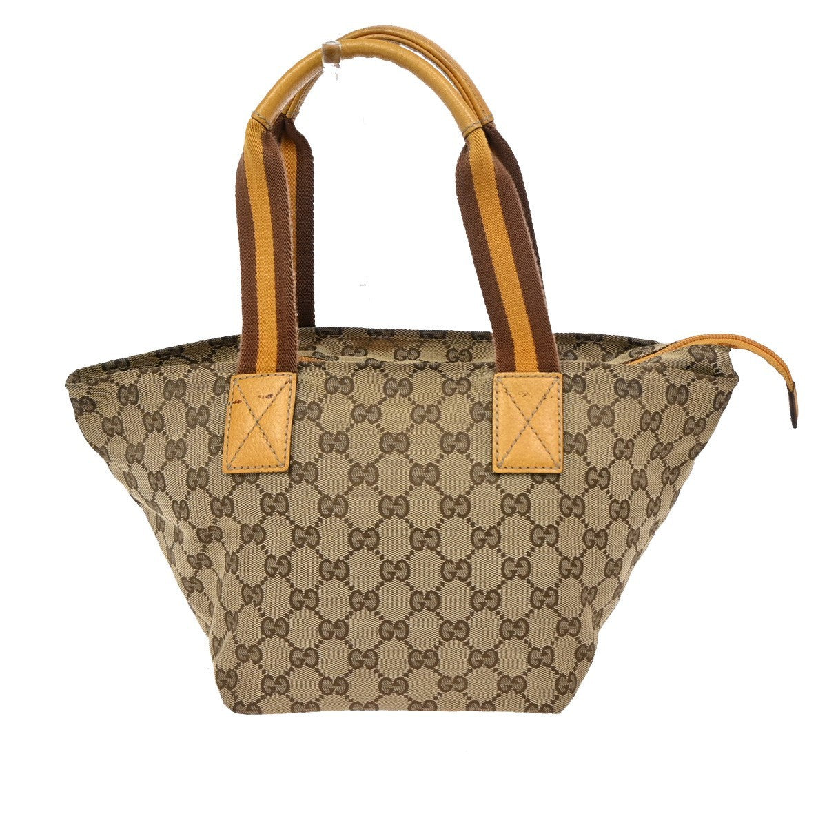 GUCCI Logo Sherry GG Pattern Hand Bag Canvas Leather Brown Italy 31FC137