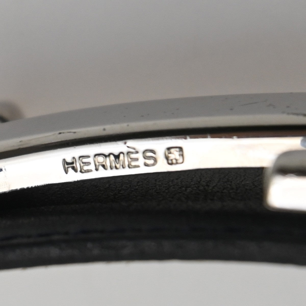 HERMES H Logo Constance Reversible Buckle Belt Leather #65 Blue White 70RL780