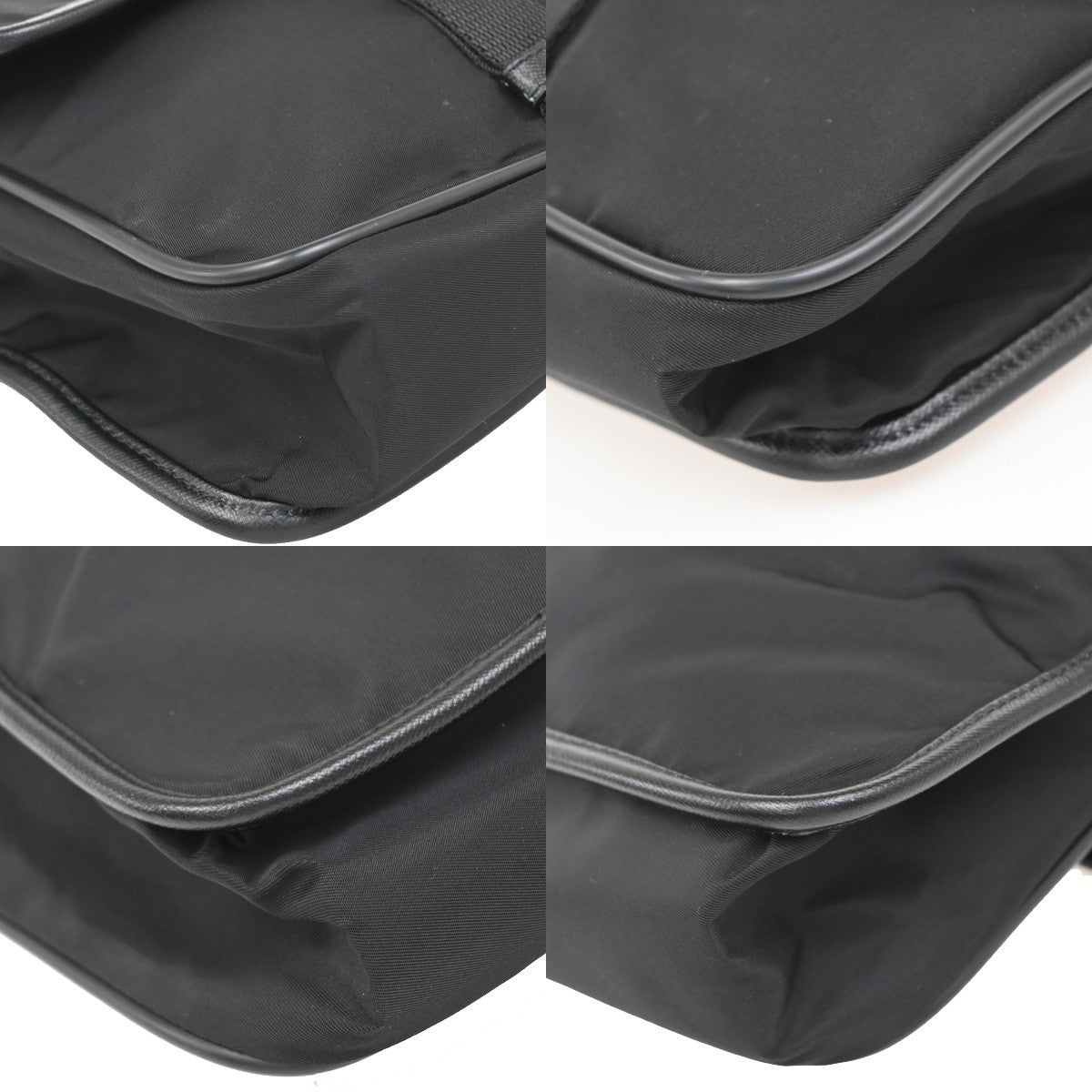 PRADA MILANO Tessuto Messenger Shoulder Bag Nylon Leather Black Silver 87KA852