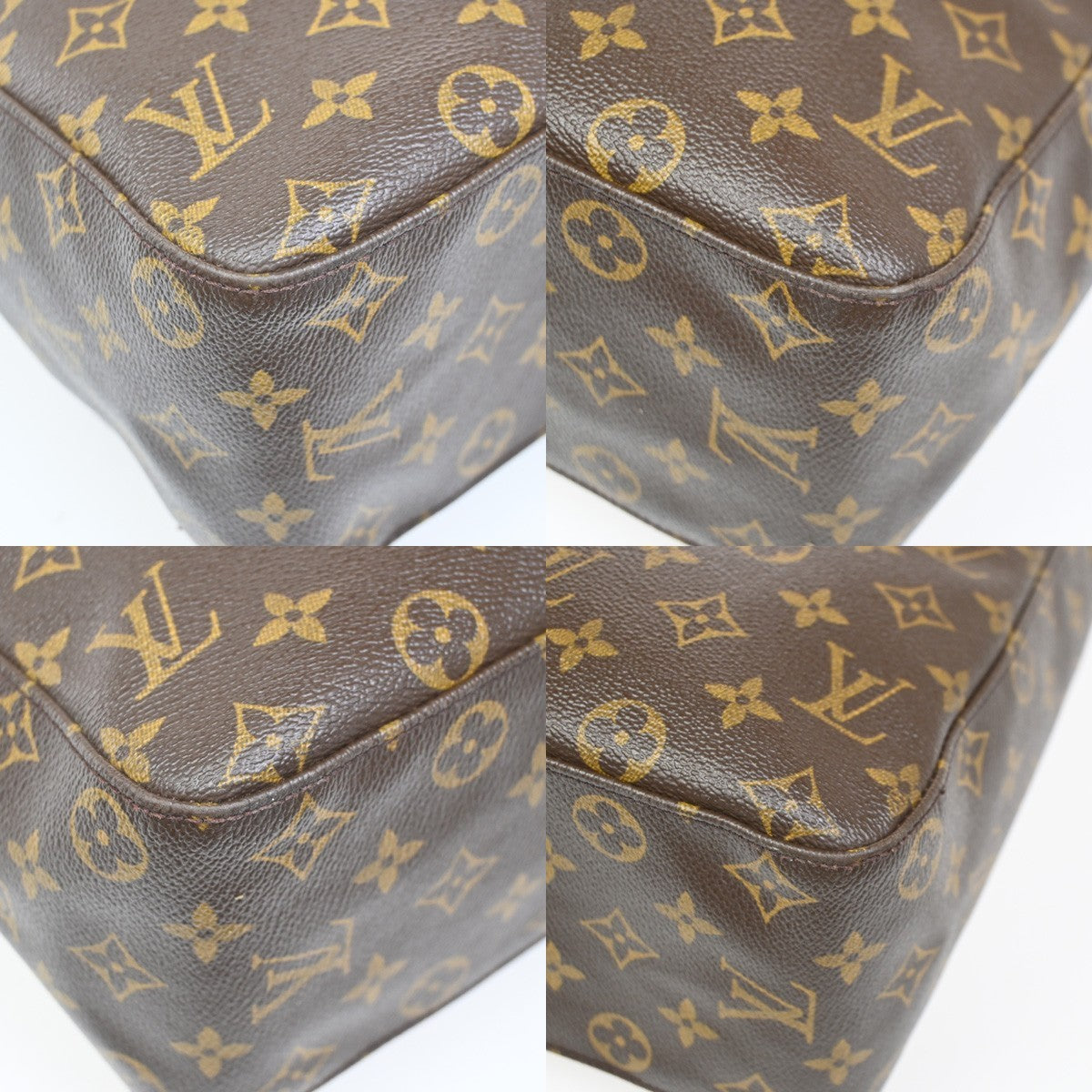 LOUIS VUITTON Logo Looping GM Shoulder Bag Monogram Leather Brown M51145 86ZA095